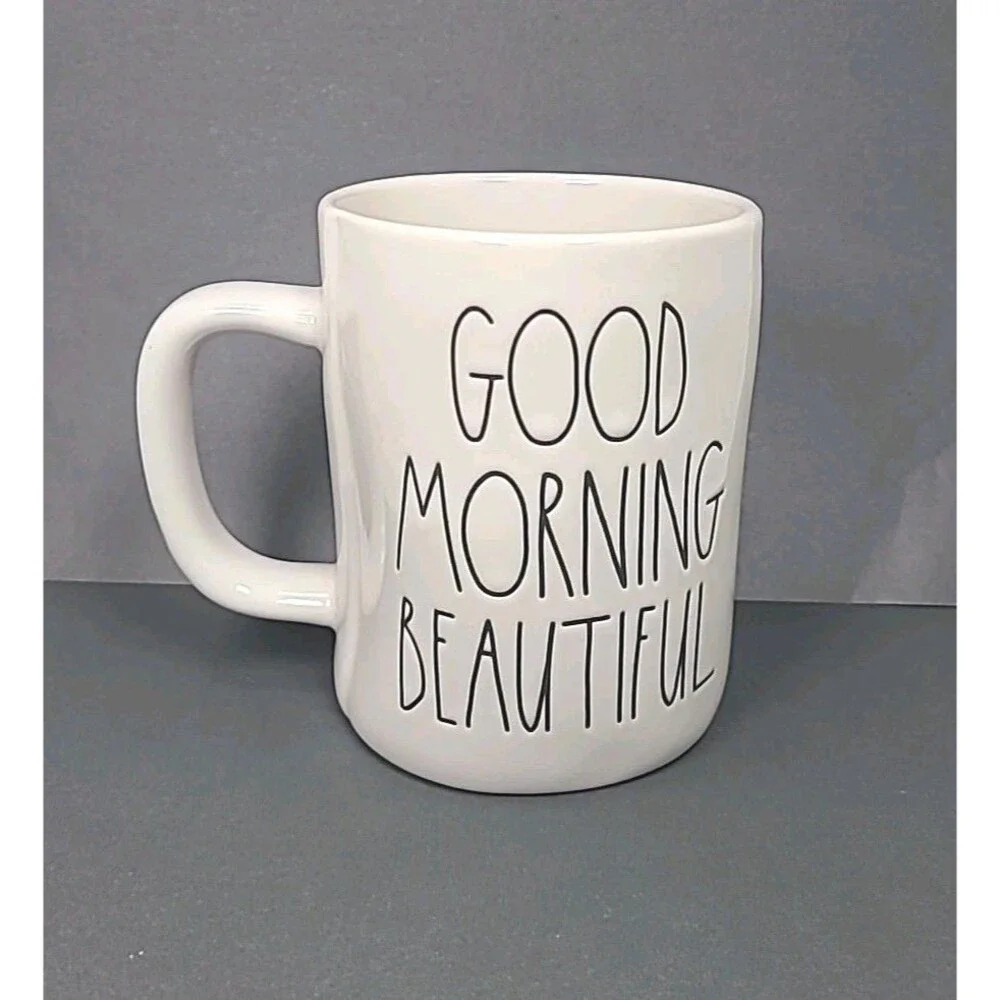 Rae Dunn Good Morning Beautiful Coffee Tea Mug Cup 18 Oz Ceramic White